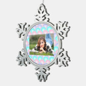 paarse roze aqua blue pastel mermaid scales tin sneeuwvlok ornament (Rechts)