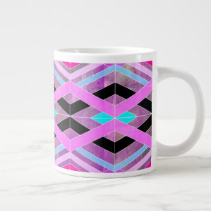 Paarse Roze & Aqua Geometrische Crossing Stripes Extra Grote Beker