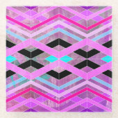 Paarse Roze & Aqua Geometrische Crossing Stripes Glazen Onderzetter (Voorkant)