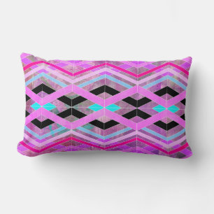 Paarse Roze & Aqua Geometrische Crossing Stripes Kussen