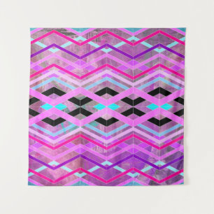Paarse Roze & Aqua Geometrische Crossing Stripes Wandkleed