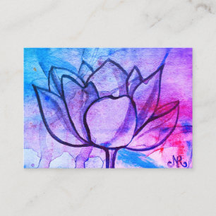 Paarse Roze Aquarel Bloem Elegante Artistieke Lotu Visitekaartje