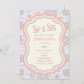 Paarse roze Baby shower Sip en Zie Kaart (Voorkant / Achterkant)