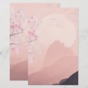 Paarse Roze Bergen en Zon Horizon Briefpapier