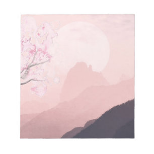 Paarse Roze Bergen en Zon Horizon Notitieblok
