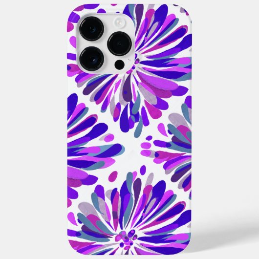 Paarse Roze Blauw Grijs Chrysanthemum Bloemen Patr Case-Mate iPhone Case (Achterkant)