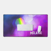Paarse Roze Blauw Heldere Dazzling Prism Regenboog Bureaumat (Keyboard & Muis)