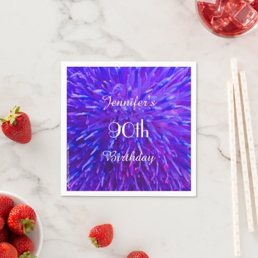 Paarse Roze Blauw Papieren Servetten 90ste Verjaar (Insitu)