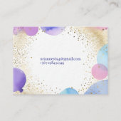 Paarse Roze Blauwe Ballon Stijlvolle feestorganisa Visitekaartje (Achterkant)