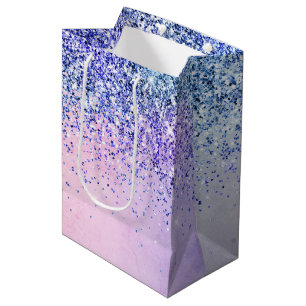Paarse roze blauwe ombre Glitter Medium Cadeauzakje