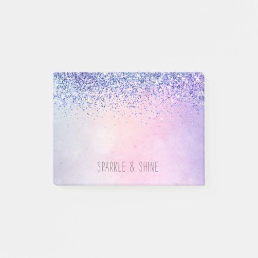 Paarse roze blauwe ombre Glitter Post-it® Notes (Voorkant)