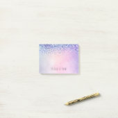 Paarse roze blauwe ombre Glitter Post-it® Notes (Op bureau)
