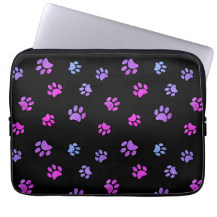 Paarse Roze Blauwe Pootafdrukken Patroon Laptop Sleeve
