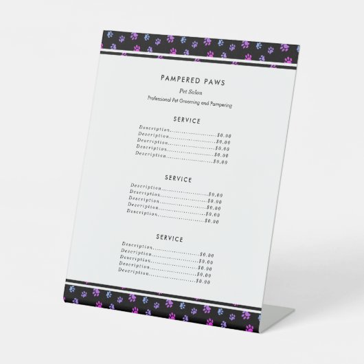 Paarse roze blauwe salon reclamebord met voetstuk (Voorkant)