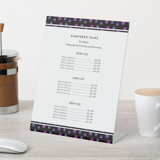 Paarse roze blauwe salon reclamebord met voetstuk (Insitu)