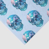 Paarse Roze Blauwe Schedel Lichtblauw Halloween Tissuepapier (Detail)