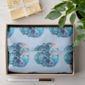 Paarse Roze Blauwe Schedel Lichtblauw Halloween Tissuepapier (Geschenk)