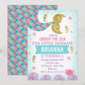 Paarse roze blauwe zeemeermin kaart (Voorkant / Achterkant)