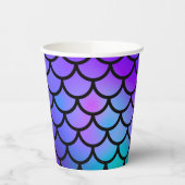 Paarse Roze Blauwe Zeemeermin Schalen Verjaardagsf Papieren Bekers (Links)