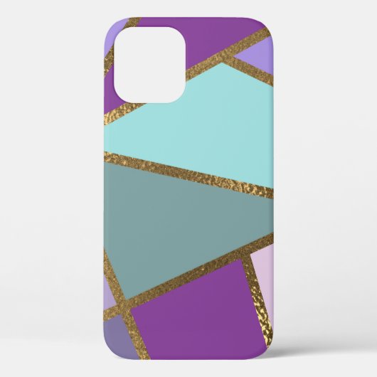 Paarse roze Blauwgroen Turquoise & Bronze Gold Geo Case-Mate iPhone Case (Achterkant)