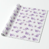 Paarse Roze Bloem Floral Boho Cadeaupapier (Uitgerold)