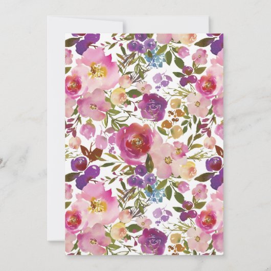 Paarse & Roze Bloemen Baby shower Uitnodiging (Achterkant)