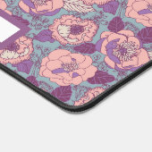 Paarse Roze Bloemen & banners met naam/fase Bureaumat (Hoek)
