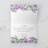 Paarse roze bloemen en groene bladeren Moederdag Kaart (Binnen)