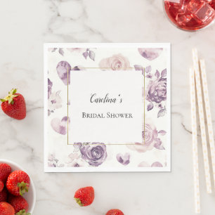 Paarse Roze Bloemen & Harten Bruidsdouche Servet