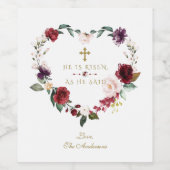 Paarse Roze Bloemen Hij Is Gezond Pasen Goud Wijn Etiket (Enkel label)