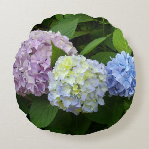 Paarse roze bloemen sierlijke Hydrangeas Rond Kussen