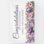 Paarse Roze Bloemen Verlovingsfeest Spandoek (Verticaal)