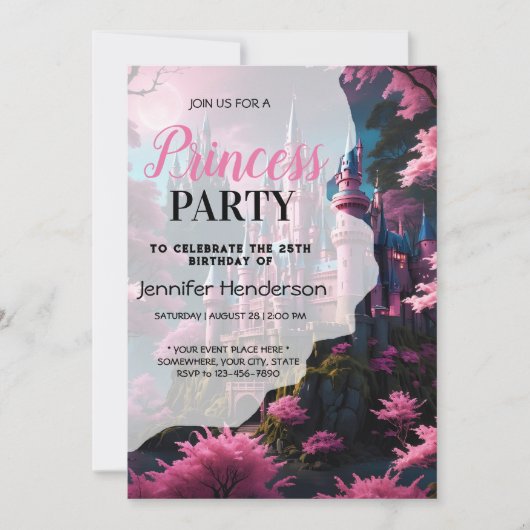 Paarse roze bloemenschattige prinses verjaardagsme kaart (Voorkant)