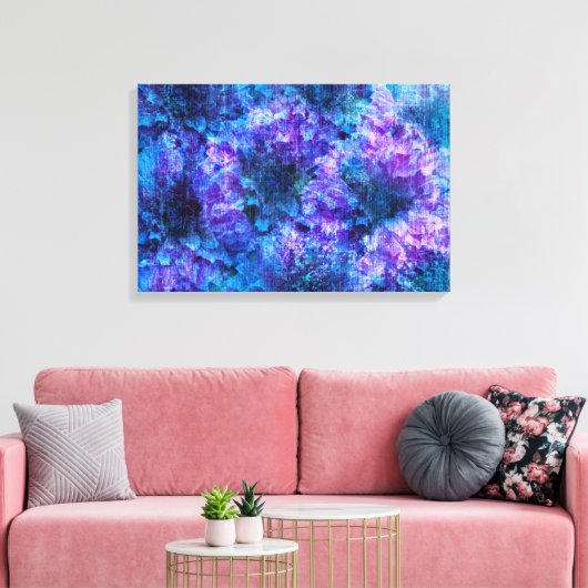 Paarse roze bloemenvormig design met rijke stijl canvas afdruk (Insitu (Woonkamer))