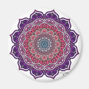 Paarse-Roze Bloemmandala Magneet