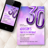 Paarse Roze Bokeh 30e Verjaardagsuitnodiging Kaart