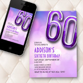 Paarse Roze Bokeh 60e Verjaardagsuitnodiging Kaart