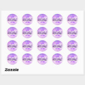 Paarse roze bokeh verjaardag ronde sticker (Vel)