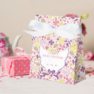 Paarse Roze Boog Wilde Bloemen Bloesems Baby Showe Bedankdoosjes