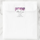Paarse roze bruiloft dank u. Waterverf bloemen Vierkante Sticker (Tas)