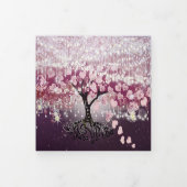 Paarse roze bruine wijn - Heart Leaf Tree Weddensc Drieluik Uitnodiging (Cover)