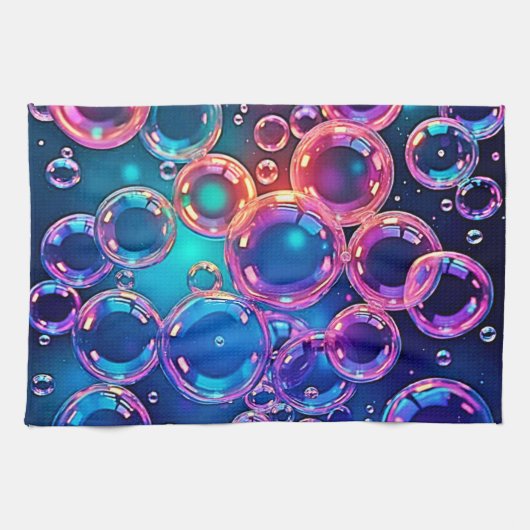 Paarse Roze Bubble Magic Theedoek (Horizontaal)