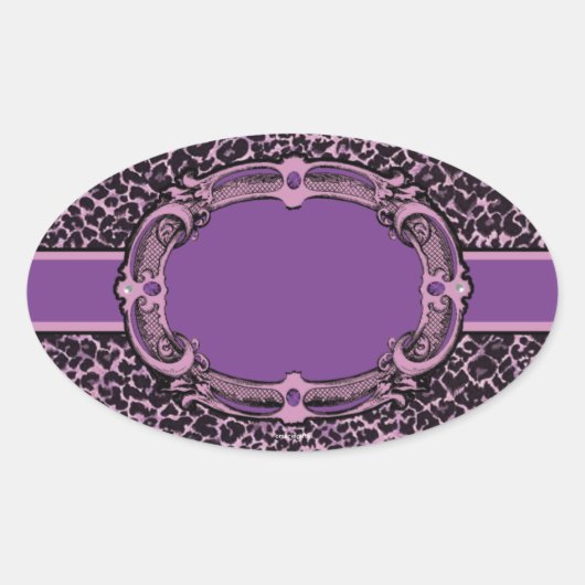 Paarse roze Cheetah Print Oval Sticker (Voorkant)
