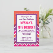 Paarse roze Chevron Birthday Party Kaart (Staand voorkant)