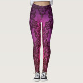 Paarse roze Damask Boho Style Leggings (Voorkant)