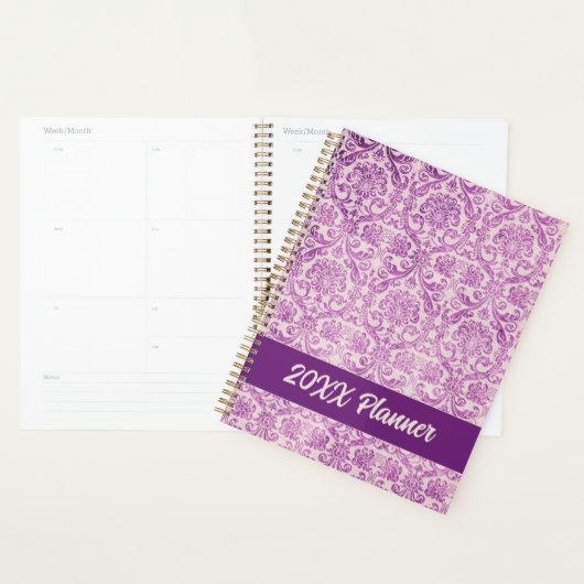 Paarse roze damast planner (Display)