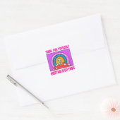 Paarse roze denk voor jezelf kat vierkante sticker (Envelop)
