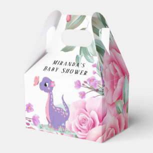 Paarse roze dinosaur Butterfly Girl Baby shower Bedankdoosjes