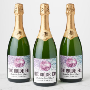 Paarse Roze Disco Bruid Era Bruiloft Sparkling Wijnetiket