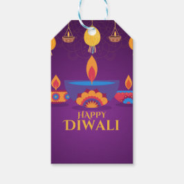 Paarse roze Diwali licht illustratie Cadeaulabel